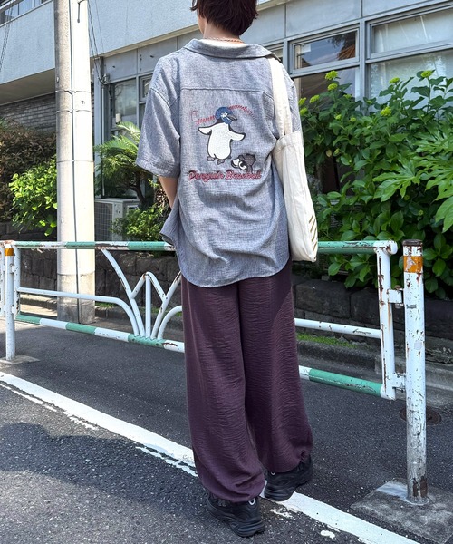DOUBLE NAME(ダブルネーム)の「Penguin Baseball BACK刺繍半袖シャツ(シャツ/ブラウス・レディース・パープル/グレー/ブルー・FREE)」の4枚目の写真