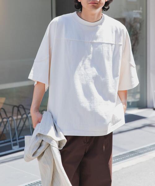 FORK&SPOON(フォークアンドスプーン)の「FORK&SPOON ヘビーウェイトフットボールTシャツ(Tシャツ/カットソー・メンズ・ネイビー/アイボリー・5/4)」の2枚目の写真