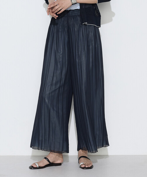 K.T KIYOKO TAKASE(キヨコタカセ)の「〔 TALLサイズ 〕 カッセン×シフォン リバーシブル プリーツパンツ(その他パンツ・レディース・ブラック系その他/ネイビー・15号)」の21枚目の写真