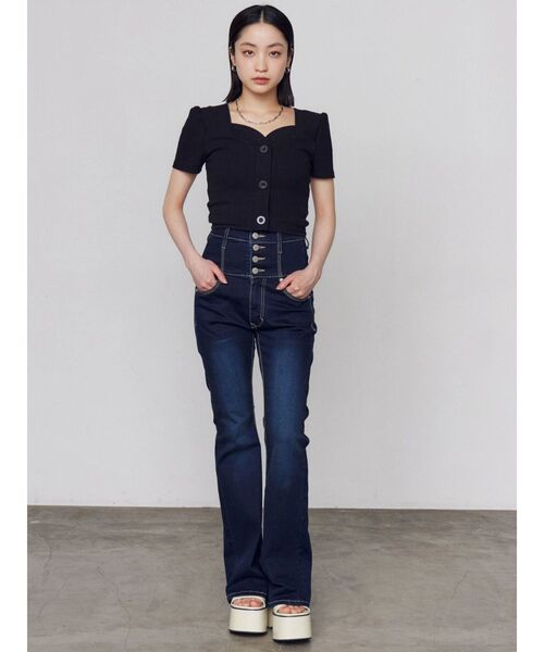 EMODA（エモダ）の「フロントボタンショートトップ（Tシャツ/カットソー・レディース・ライム/ホワイト/その他/ブラック・FREE）」の15枚目の写真
