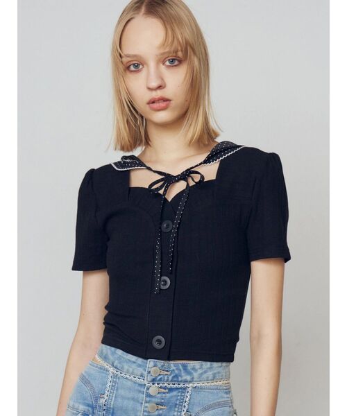 EMODA（エモダ）の「フロントボタンショートトップ（Tシャツ/カットソー・レディース・ライム/ホワイト/その他/ブラック・FREE）」の18枚目の写真