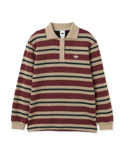 adidas(アディダス)の「adidas STRIPE KNITTED POLO / アディダス ストライプ ニット ポロ(ポロシャツ・レディース・レッド系その他・L/M/S)」の9枚目の写真