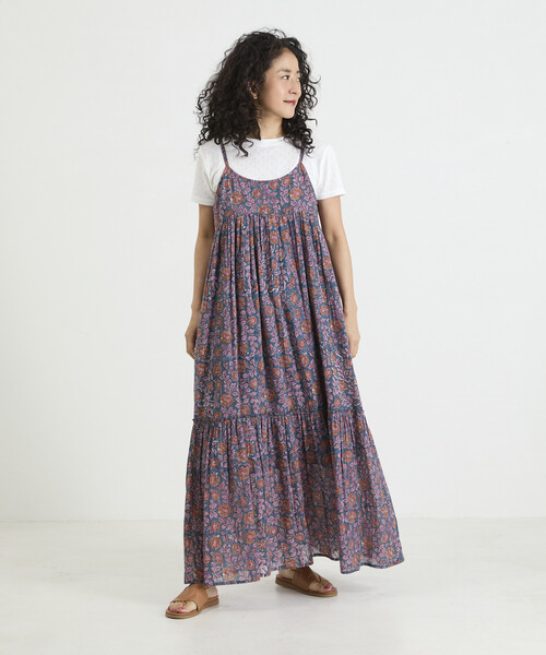 Freada(フリーダ)の「Freada/フリーダ インド木版フラワープリント キャミドレス(ワンピース・レディース・ブルー/ピンク・ONE SIZE)」の8枚目の写真