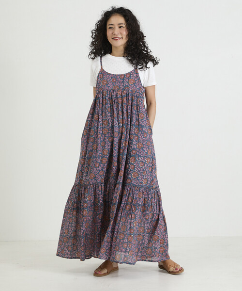 Freada(フリーダ)の「Freada/フリーダ インド木版フラワープリント キャミドレス(ワンピース・レディース・ブルー/ピンク・ONE SIZE)」の15枚目の写真