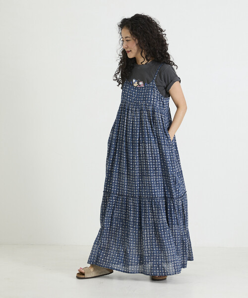 Freada(フリーダ)の「Freada/フリーダ インド木版フラワープリント キャミドレス(ワンピース・レディース・ブルー/ピンク・ONE SIZE)」の22枚目の写真