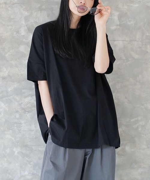 zootie（ズーティー）の「汗しみない Tシャツ［ビッグTEE］（Tシャツ/カットソー・レディース・ダークカーキ/ライトカーキ/ブラック/ラベンダー/イエロー系その他・M-L）」の2枚目の写真