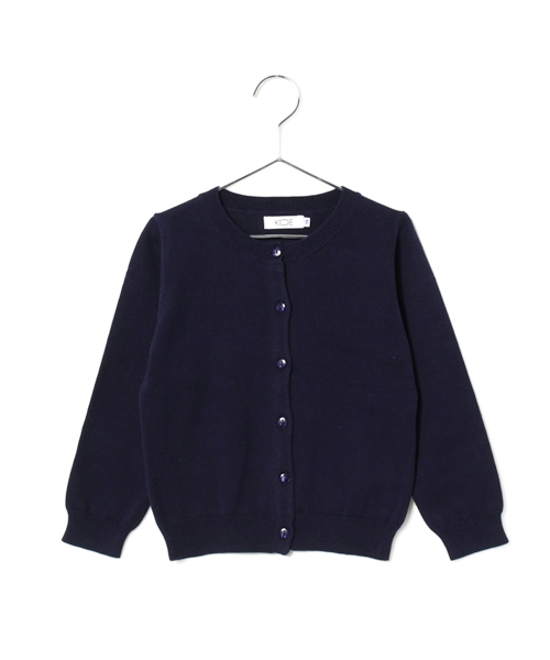 koe（コエ）の「クルーネック長袖カーディガン（カーディガン/ボレロ・キッズ・杢グレー/ライトイエロー/ミント/ネイビー/レッド/ライトピンク・150/130cm/110cm/120cm/140）」の3枚目の写真