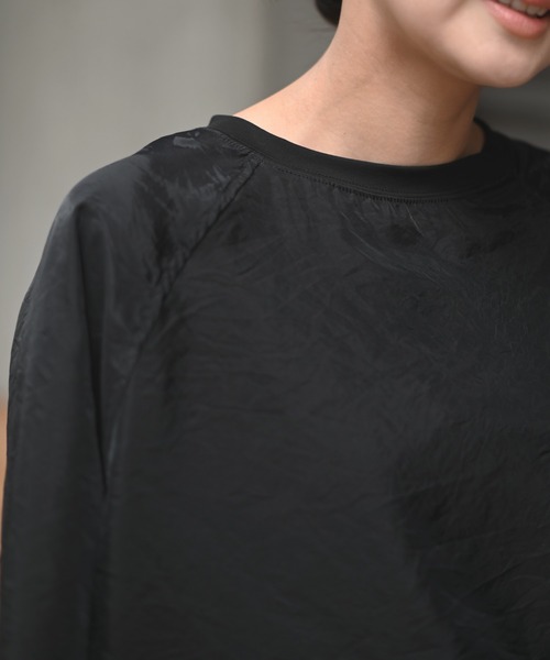 Marient（マリエント）の「[冷感]オーガンジーレイヤードハーフスリーブトップス（Tシャツ/カットソー・レディース・ブラック/ホワイト・FREE）」の19枚目の写真
