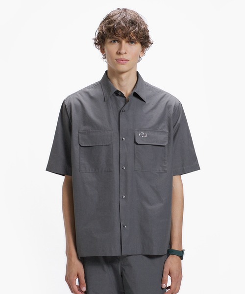 LACOSTE(ラコステ)の「ナイロンコットンツイルフラップポケットシャツ(シャツ/ブラウス・メンズ・ブラック/チャコール・39/38/41/40)」の2枚目の写真