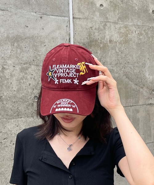 ROGER AND RAW(ロジャーアンドロウ)の「ロゴ刺繍ベースボールキャップ(キャップ・レディース・チャコールグレー/ボルドー・FREE)」の6枚目の写真