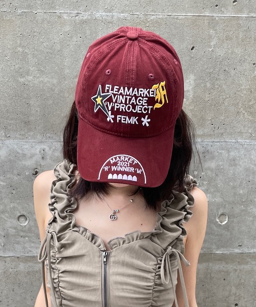 ROGER AND RAW(ロジャーアンドロウ)の「ロゴ刺繍ベースボールキャップ(キャップ・レディース・チャコールグレー/ボルドー・FREE)」の7枚目の写真