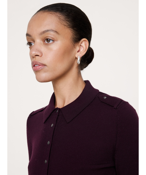 Banana Republic（バナナリパブリック）の「メリノ ポロ カーディガン シャツ（ニット/セーター・レディース・その他/チャコールグレー・M/S/XS/L）」の4枚目の写真