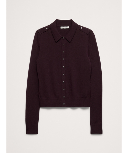 Banana Republic（バナナリパブリック）の「メリノ ポロ カーディガン シャツ（ニット/セーター・レディース・その他/チャコールグレー・M/S/XS/L）」の5枚目の写真