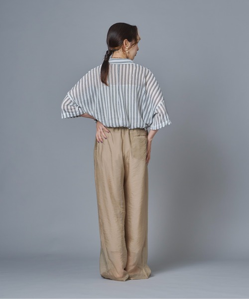 terrace(テラス)の「シースルーフロントギャザーパンツ(その他パンツ・レディース・グレイッシュベージュ/ブラック/ブラウン/ブルー・FREE)」の14枚目の写真