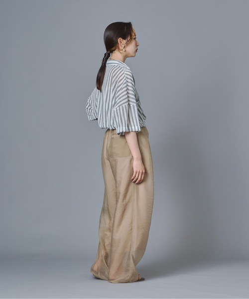 terrace(テラス)の「シースルーフロントギャザーパンツ(その他パンツ・レディース・グレイッシュベージュ/ブラック/ブラウン/ブルー・FREE)」の15枚目の写真