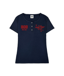 STAMP UネックスリムフィットボタンTシャツ 3 COLORS