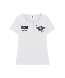 STAMP UネックスリムフィットボタンTシャツ 3 COLORS