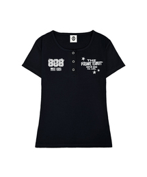 STAMP UネックスリムフィットボタンTシャツ 3 COLORS