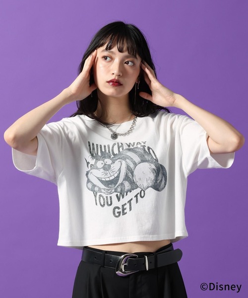 PAGEBOY（ページボーイ）の「Disney【ふしぎの国のアリス】チェシャネコショートT（Tシャツ/カットソー・レディース・オフホワイト/ブラック/チャコールグレー・FREE）」の13枚目の写真