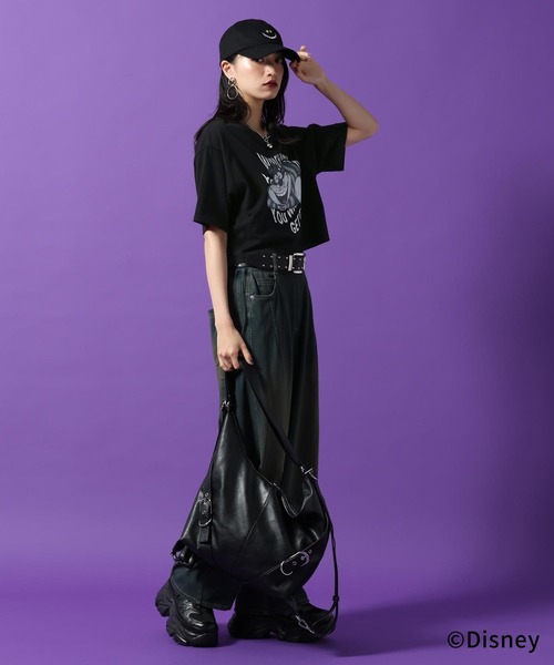 PAGEBOY（ページボーイ）の「Disney【ふしぎの国のアリス】チェシャネコショートT（Tシャツ/カットソー・レディース・オフホワイト/ブラック/チャコールグレー・FREE）」の6枚目の写真