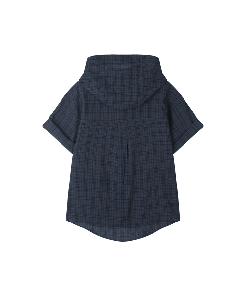 SECONDMONO（セカンドモノローグ）の「Roll-up Button Hooded Check Half Shirt [NAVY]_SESH013NAVY（シャツ/ブラウス・レディース・その他・MEDIUM/SMALL/LARGE/X-SMALL）」の9枚目の写真