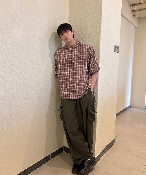 SECONDMONO（セカンドモノローグ）の「Roll-up Button Hooded Check Half Shirt [NAVY]_SESH013NAVY（シャツ/ブラウス・レディース・その他・MEDIUM/SMALL/LARGE/X-SMALL）」の7枚目の写真