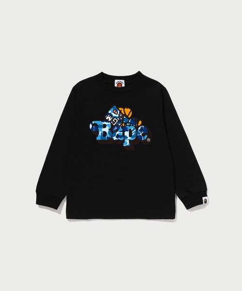 A BATHING APE（アベイシングエイプ）の「ABC CAMO SHARK MILO ON BAPE LS TEE（Tシャツ/カットソー・キッズ・ホワイト×グリーン/ブラック×ピンク/ブラック×ブルー/ホワイト×ブルー/ホワイト×ピンク/ブラック×グリーン・100/140/120/130/110/90）」の5枚目の写真