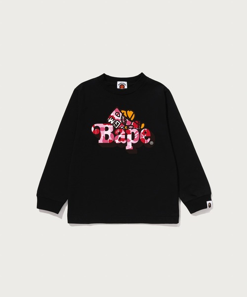 A BATHING APE（アベイシングエイプ）の「ABC CAMO SHARK MILO ON BAPE LS TEE（Tシャツ/カットソー・キッズ・ホワイト×グリーン/ブラック×ピンク/ブラック×ブルー/ホワイト×ブルー/ホワイト×ピンク/ブラック×グリーン・100/140/120/130/110/90）」の6枚目の写真