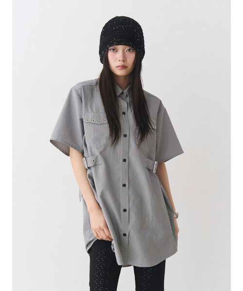 jouetie(ジュエティ)の「ウエストベルトハトメチュニックシャツ(シャツ/ブラウス・レディース・オフホワイト/ブラック・MEDIUM)」の3枚目の写真