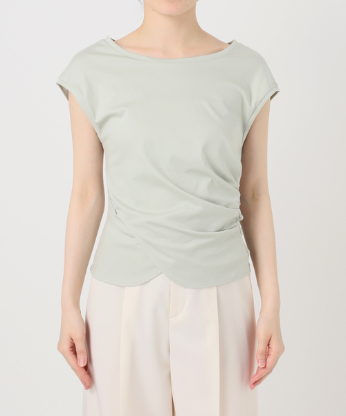 Noble(ノーブル)の「《追加・新色・接触冷感》ウエストギャザーコンパクトT(Tシャツ/カットソー・レディース・ホワイト/モスグリーン/ブラウン・FREE)」の15枚目の写真