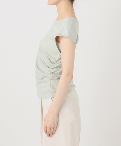 Noble(ノーブル)の「《追加・新色・接触冷感》ウエストギャザーコンパクトT(Tシャツ/カットソー・レディース・ホワイト/モスグリーン/ブラウン・FREE)」の16枚目の写真