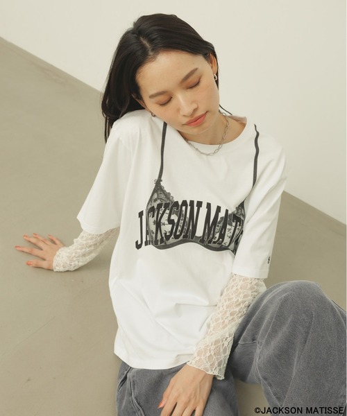 JACKSON MATISSE(ジャクソンマティス)の「【JACKSON MATISSE/BAYFLOW】ランジェリープリントT(Tシャツ/カットソー・レディース・ブラック/ホワイト・FREE)」の18枚目の写真