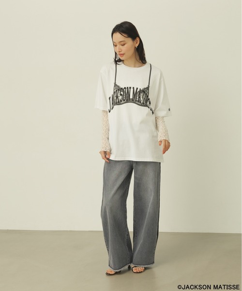 JACKSON MATISSE(ジャクソンマティス)の「【JACKSON MATISSE/BAYFLOW】ランジェリープリントT(Tシャツ/カットソー・レディース・ブラック/ホワイト・FREE)」の15枚目の写真