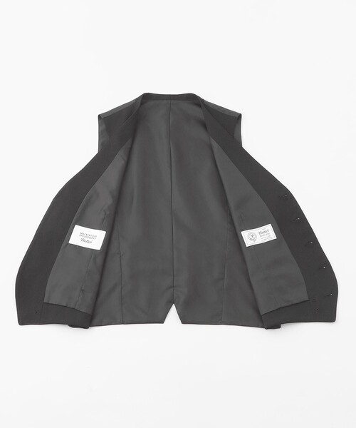 MACKINTOSH PHILOSOPHY(マッキントッシュ フィロソフィー)の「トロッター ウェストコート#000(ナンバーゼロ)バーズアイストレッチ リサイクル(ベスト・メンズ・ブラック/ダークネイビー・38/40)」の6枚目の写真