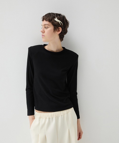 leinwande(ラインヴァンド)の「Padded Long T-Shirt / パッドロングTシャツ(Tシャツ/カットソー・レディース・White/GRAY/Black・ONE SIZE)」の1枚目の写真