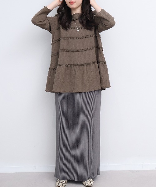 leswel（レスウェル）の「【M～5L】ミニフリルティアードチュニック（チュニック・レディース・パープル/ブラック/カーキ・M/L/LL/3L/4L/5L）」の17枚目の写真