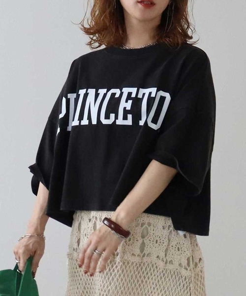zena(ジェナ)の「ショートBigボリュームプリントTee(Tシャツ/カットソー・レディース・グリーン/アイボリー/チャコールグレー・FREE)」の3枚目の写真