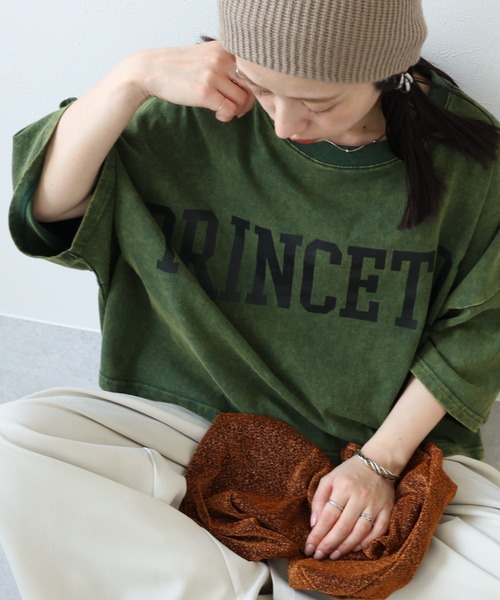 zena(ジェナ)の「ショートBigボリュームプリントTee(Tシャツ/カットソー・レディース・グリーン/アイボリー/チャコールグレー・FREE)」の17枚目の写真
