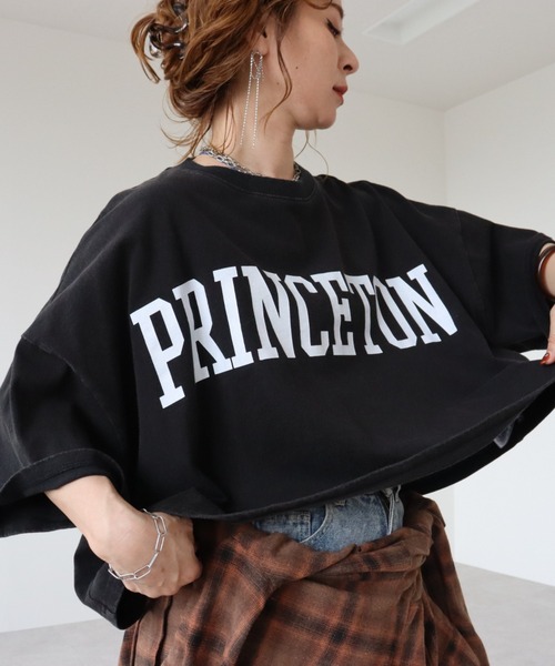zena(ジェナ)の「ショートBigボリュームプリントTee(Tシャツ/カットソー・レディース・グリーン/アイボリー/チャコールグレー・FREE)」の10枚目の写真