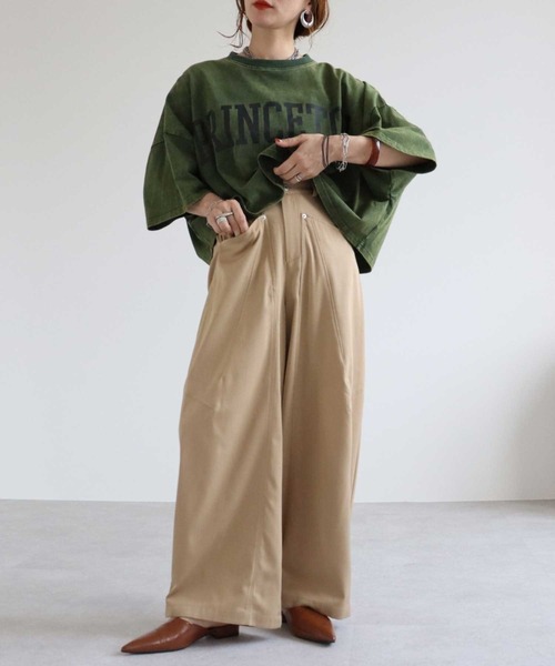 zena(ジェナ)の「ショートBigボリュームプリントTee(Tシャツ/カットソー・レディース・グリーン/アイボリー/チャコールグレー・FREE)」の19枚目の写真