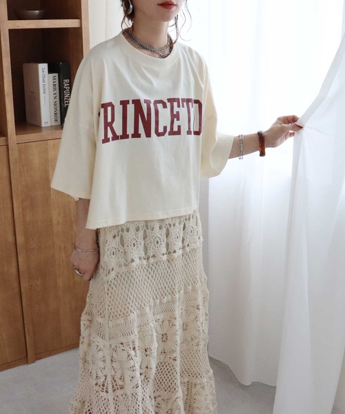 zena(ジェナ)の「ショートBigボリュームプリントTee(Tシャツ/カットソー・レディース・グリーン/アイボリー/チャコールグレー・FREE)」の6枚目の写真