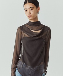 kiehtova | 【kiehtova】FLUID SHEER MOCKNECK TOPS/フルイドシアーモックネックトップス(Tシャツ/カットソー)