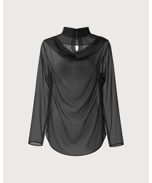 kiehtova（キエトヴァ）の「【kiehtova】FLUID SHEER MOCKNECK TOPS/フルイドシアーモックネックトップス（Tシャツ/カットソー・レディース・ブラウン/グレー/ブラック・FREE）」の9枚目の写真