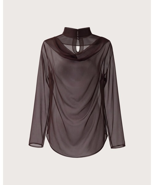 kiehtova（キエトヴァ）の「【kiehtova】FLUID SHEER MOCKNECK TOPS/フルイドシアーモックネックトップス（Tシャツ/カットソー・レディース・ブラウン/グレー/ブラック・FREE）」の16枚目の写真