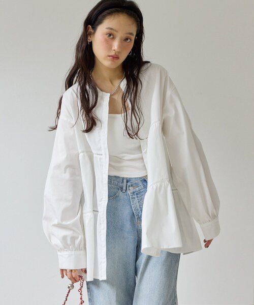 DISCOAT(ディスコート)の「【Noka】ハシゴレースティアードブラウス《WEB限定》(シャツ/ブラウス・レディース・ブラック/ベージュ/オフホワイト・FREE)」の4枚目の写真
