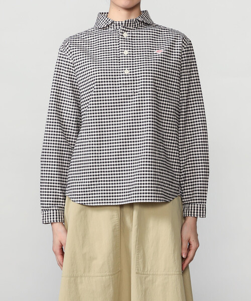 DANTON(ダントン)の「DANTON | オックスフォード 丸襟プルオーバーシャツ CHECK WOMEN(シャツ/ブラウス・レディース・ブラック系その他・38/36/34)」の9枚目の写真
