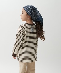pairmanon | 【90-150cm】 ワッフル ボーダーヘンリーネックロンT(Tシャツ/カットソー)