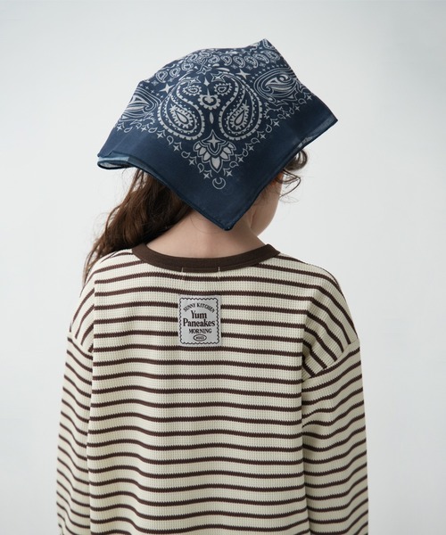 pairmanon(ペアマノン)の「【90-150cm】 ワッフル ボーダーヘンリーネックロンT(Tシャツ/カットソー・キッズ・パープル/グリーン/ブラウン・100/110/120/150/90/140/130)」の7枚目の写真