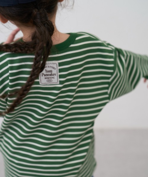 pairmanon(ペアマノン)の「【90-150cm】 ワッフル ボーダーヘンリーネックロンT(Tシャツ/カットソー・キッズ・パープル/グリーン/ブラウン・100/110/120/150/90/140/130)」の13枚目の写真