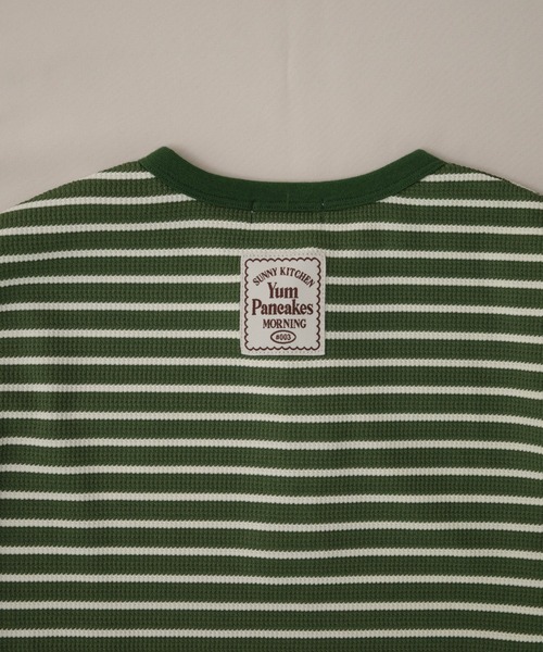 pairmanon(ペアマノン)の「【90-150cm】 ワッフル ボーダーヘンリーネックロンT(Tシャツ/カットソー・キッズ・パープル/グリーン/ブラウン・100/110/120/150/90/140/130)」の20枚目の写真